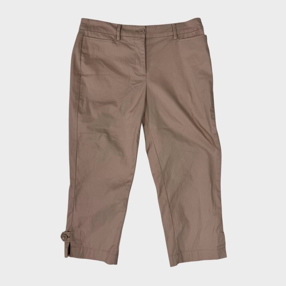 Talbots Petite 2P Beige Khaki Crop Capri Pants Cotton Spandex